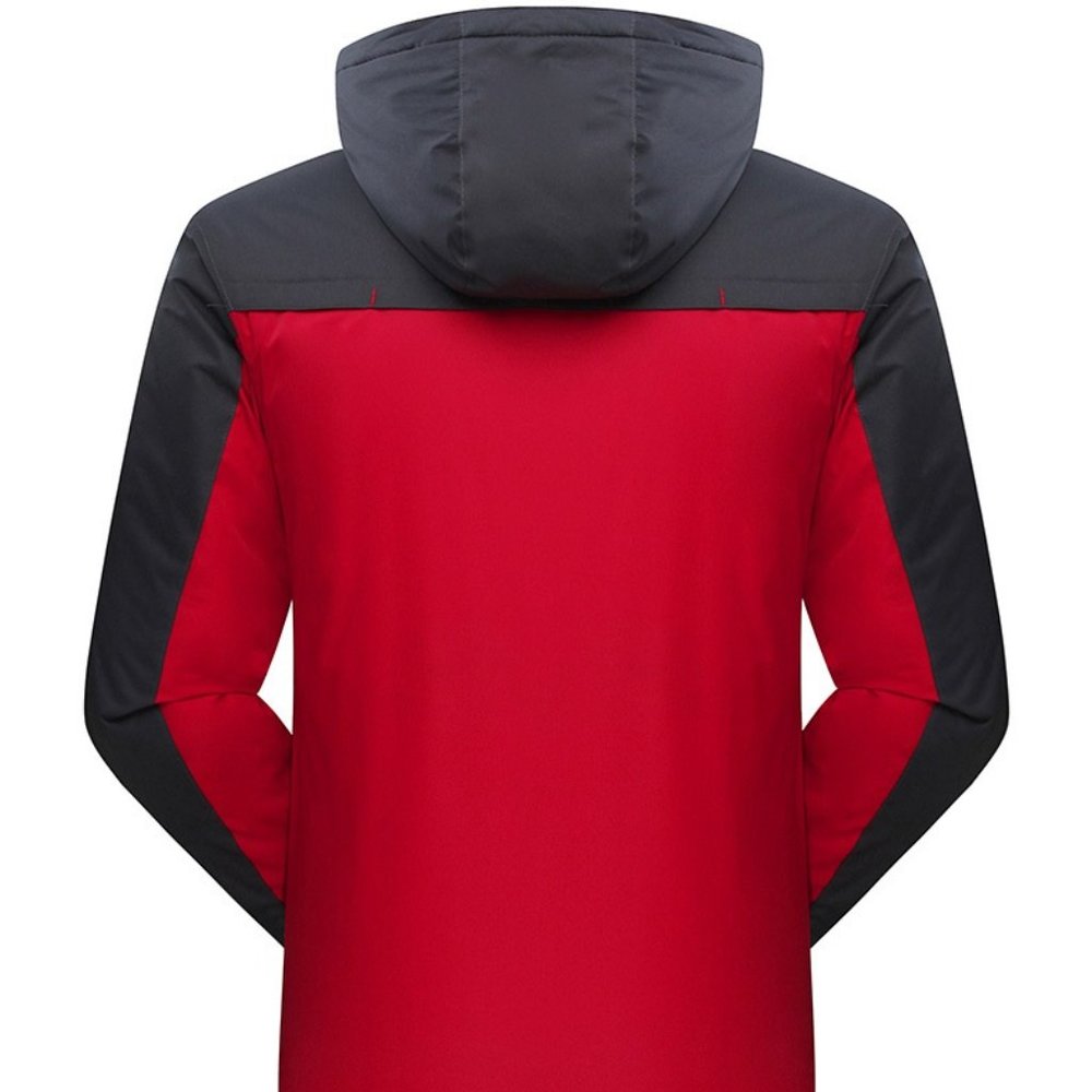 Ski Jacket Waterproof Windproof Snow Jacket Hooded Mens Womens Red & Gray - Picture 6 of 14